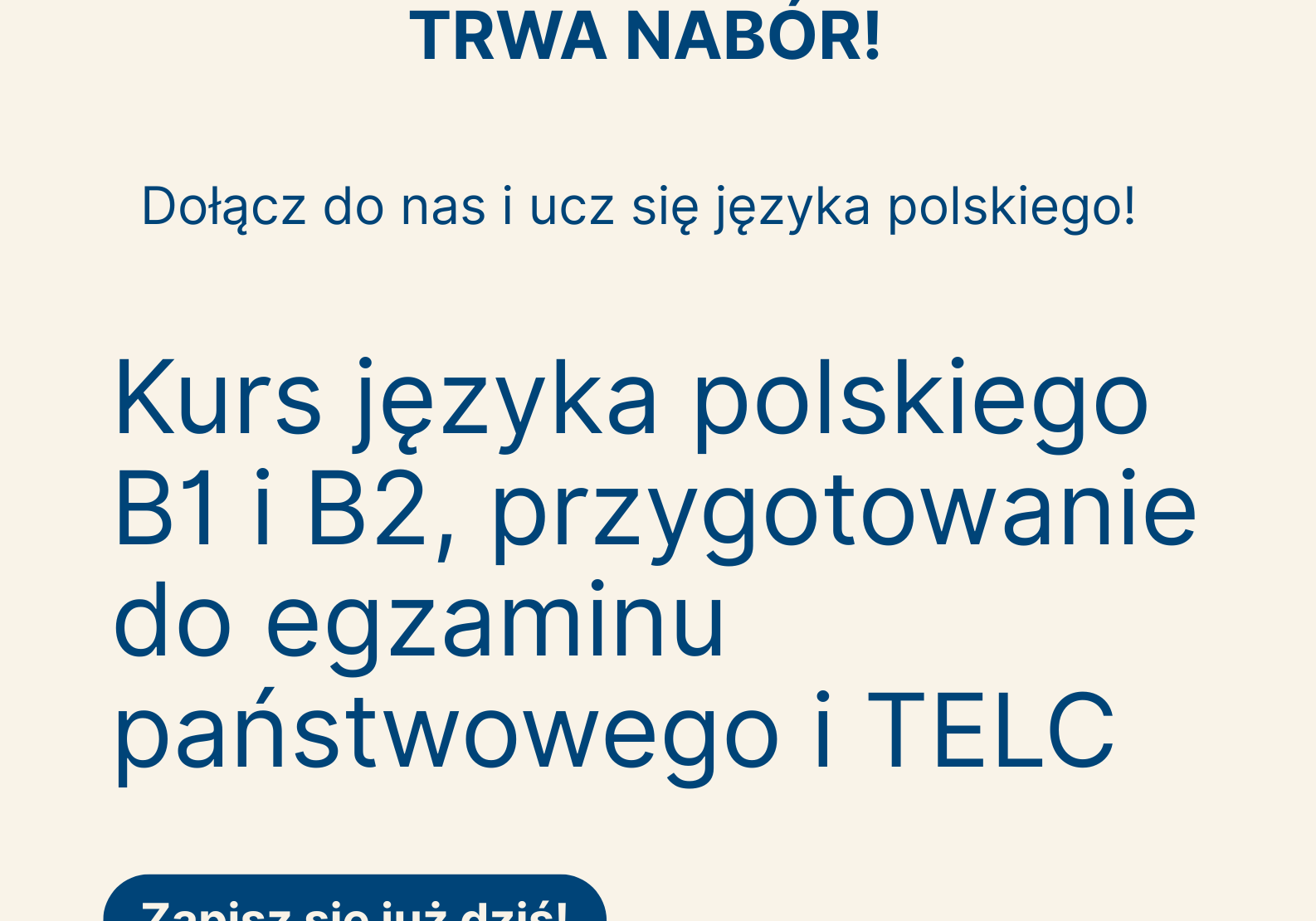 Триває набір на курси польської мови рівня B1 та B2
